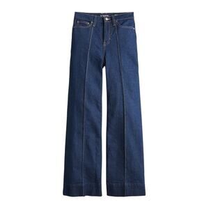 J. Crew Blue Denim Pintuck High Rise Wide-Leg Trouser Size 29 #BT599